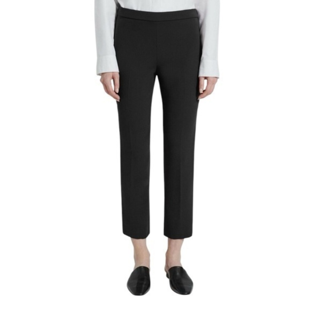 Theory Basic‎ Classic Crepe Black Pull On Cropped Trouser Pants 00